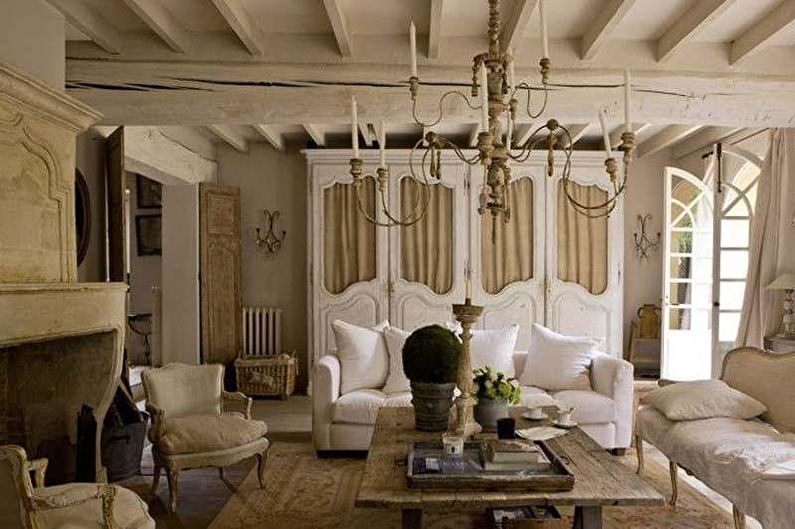 Design obývacího pokoje ve stylu Provence - osvětlení