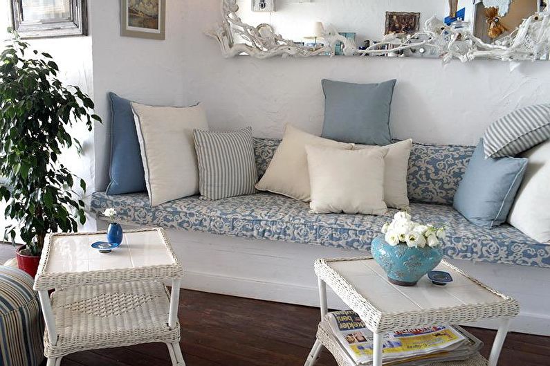 Design obývacího pokoje ve stylu Provence - Dekor a textil
