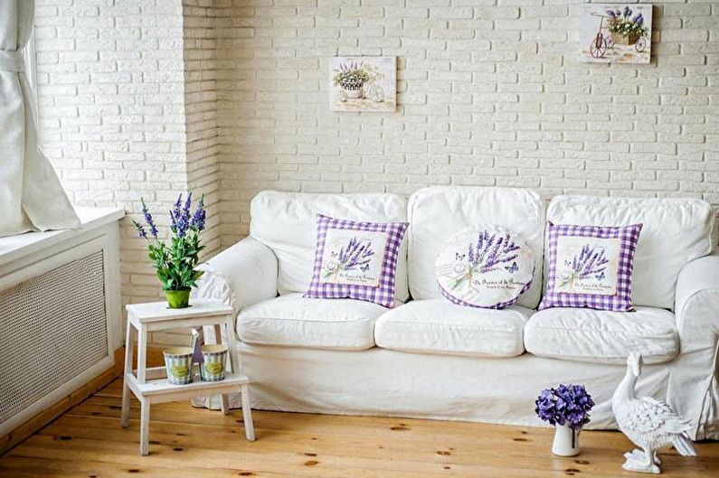 Design obývacího pokoje ve stylu Provence - Dekor a textil