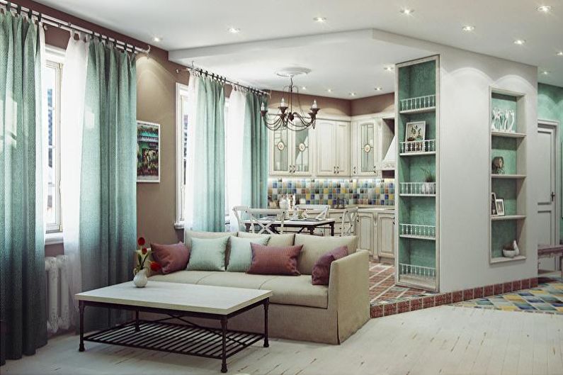 Malý obývací pokoj ve stylu Provence - interiérový design