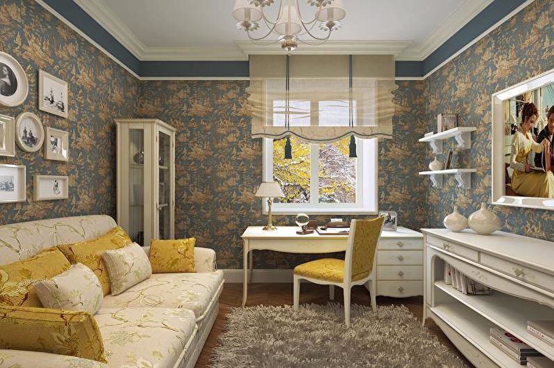 Malý obývací pokoj ve stylu Provence - interiérový design