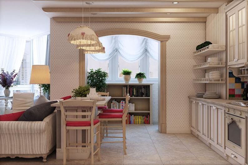 Interiérový design obývacího pokoje ve stylu Provence - fotografie