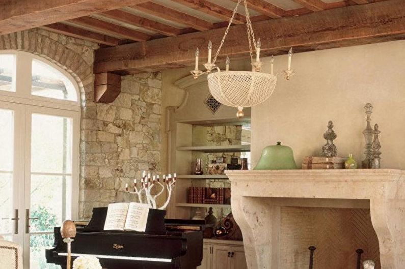 Interiérový design obývacího pokoje ve stylu Provence - fotografie