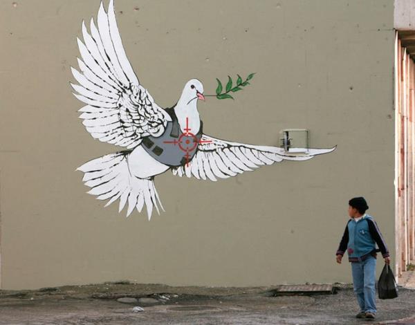 art graffiti bethléem colombe blanche