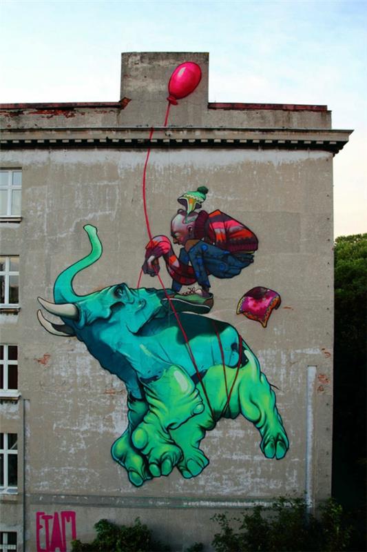 graffiti art pologne éléphant