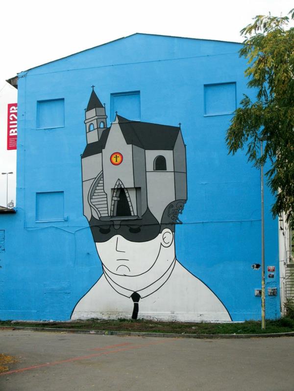 graffiti art république tchèque prague église l'homme