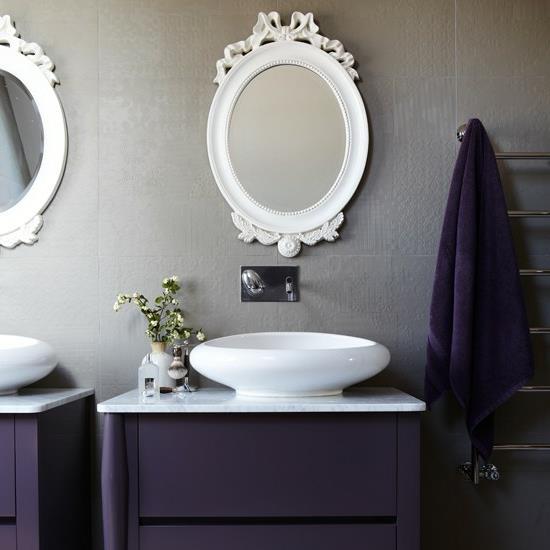 szare fioletowe kolory nowoczesne lustro ścienne do łazienki Nowoczesna łazienka
