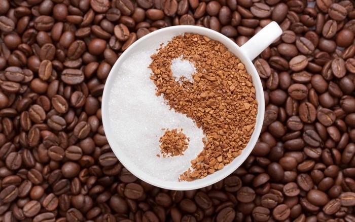 dzień dobry kawa kawa harmonia ziarna kawy symbol yin yang