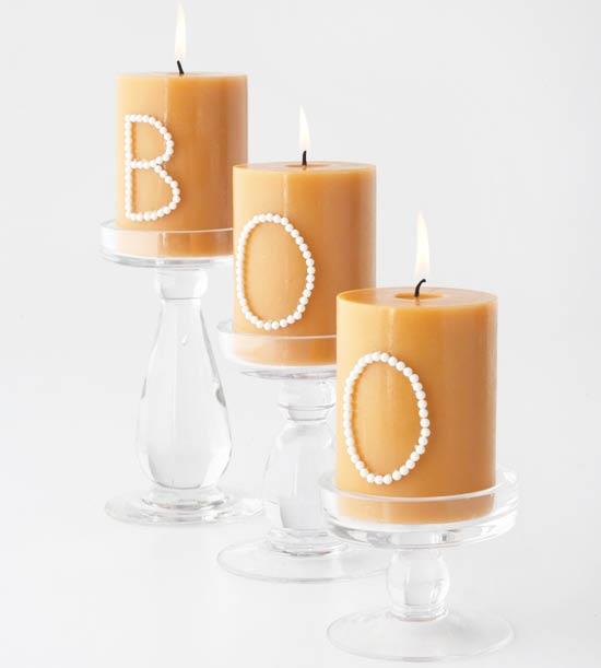 idées d'artisanat d'halloween bougies pilier élégantes avec des lettres