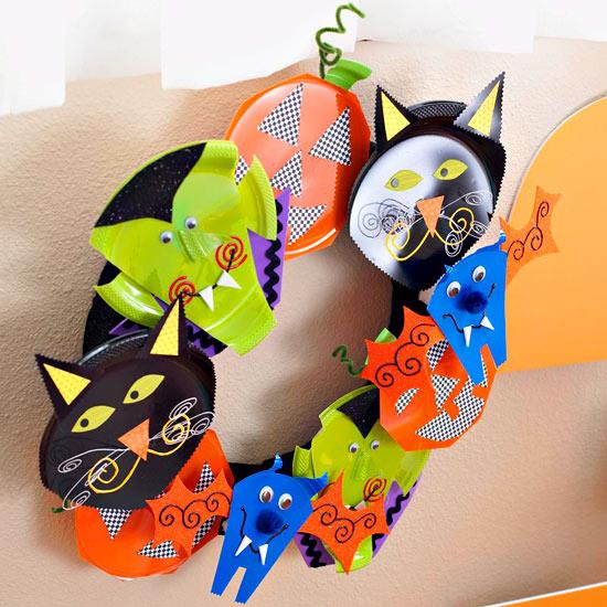idées d'artisanat d'halloween chats de couronne colorée drôles