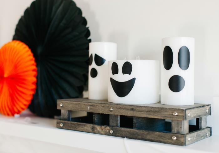 halloween décoration bricolage bougie design visages effrayants
