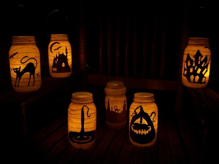 décoration halloween lanternes bricolage lanternes bocaux Mason