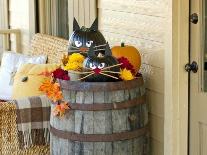 halloween décoration bricolage chats noirs citrouilles