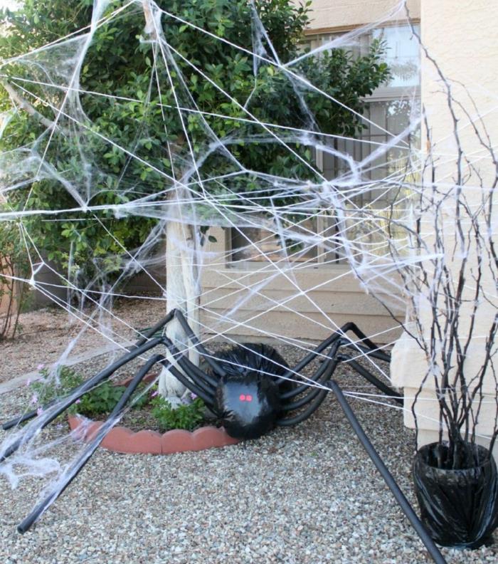 décoration d'halloween bricolage araignée sacs en plastique noir