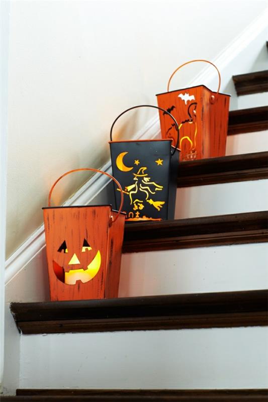 décoration en métal de seau d'halloween faites-le vous-même escaliers amusants