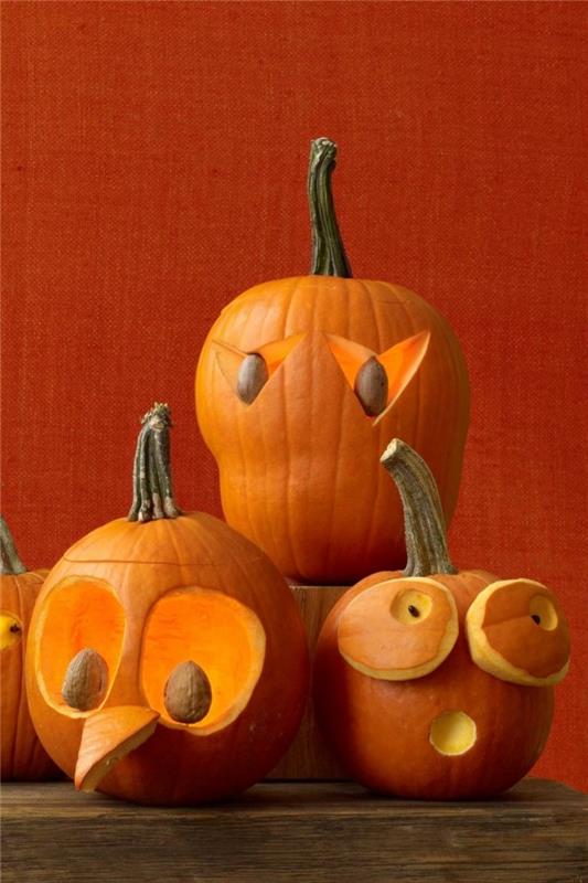 halloween dynia wyrzeźbić kreatywne pomysły na twarze dyni