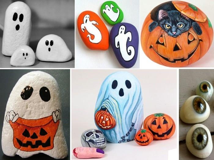 Kamienie Halloween malujące pomysły rzemieślnicze z kolorami