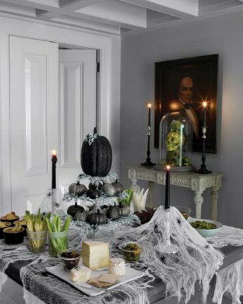 Halloweenowa dekoracja stołu pajęczyny z bawełnianej czarnej dyni