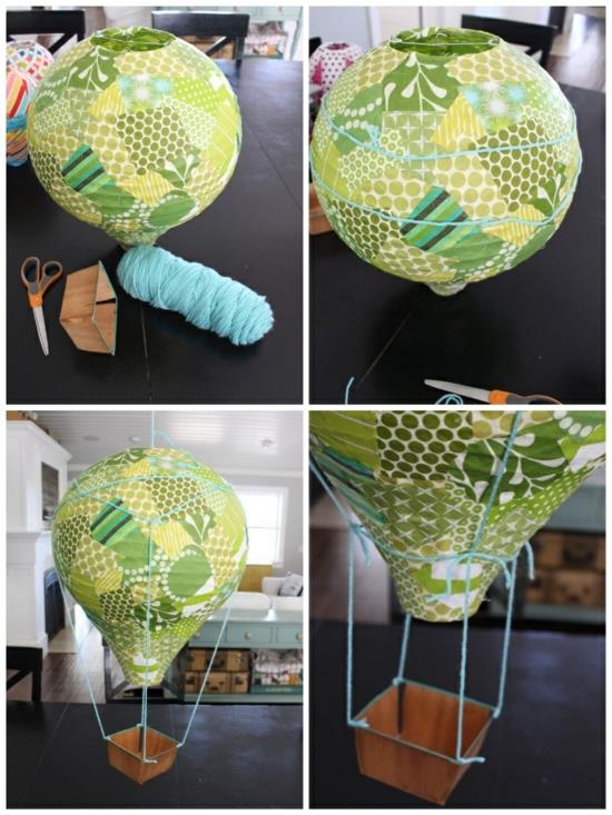Majsterkowanie balonem na gorące powietrze z lampionem z tkaniny i papieru ryżowego