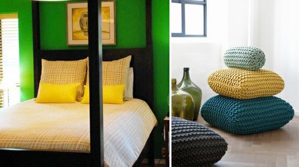 les couleurs vives du design d'intérieur combinent les chambres