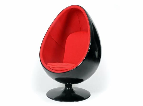 henrik thor larsen fotel jajeczny czarno-czerwona kombinacja