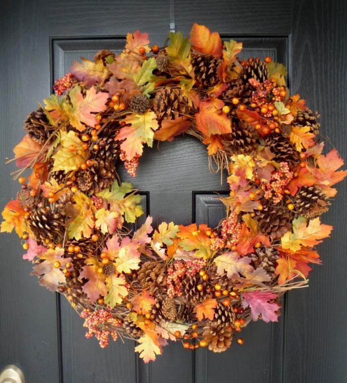 décoration d'automne idées de bricolage couronne bricoler décorer porte d'entrée