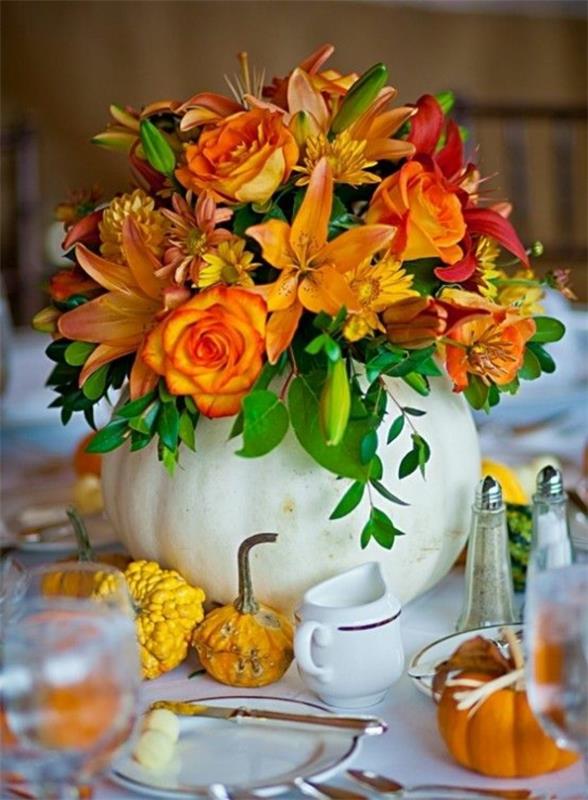 jesienne kwiaty rośliny jesienne owoce dynie dekoracje stołu majsterkowanie pomysły