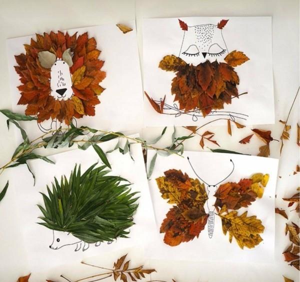 majstrować jesienną dekorację z jesiennymi liśćmi