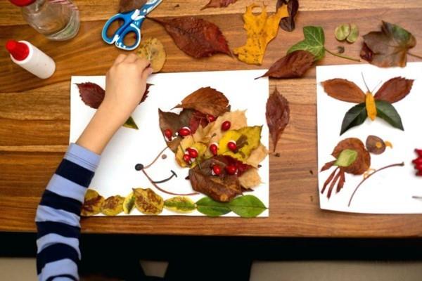 majstrować jesienną dekorację z dziećmi jesiennymi liśćmi