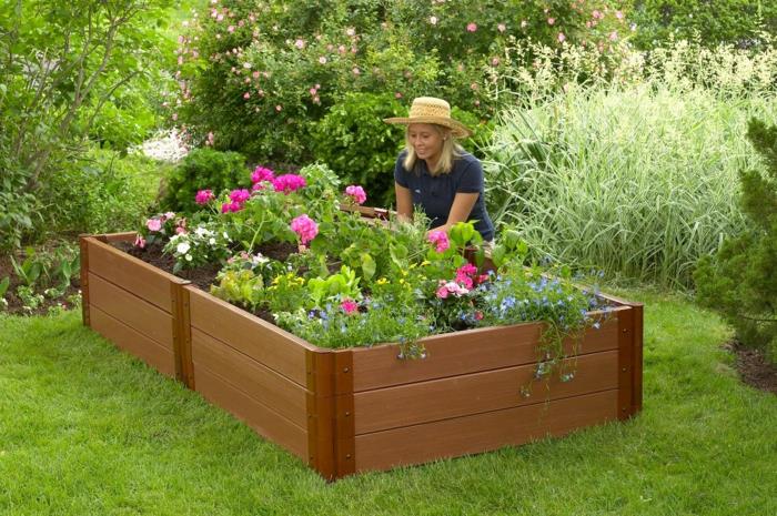 idées de conception de plantes de jardin en bois surélevées