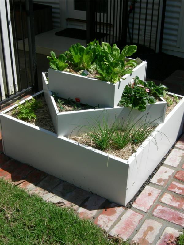 lits surélevés design blanc élégant idées de jardin