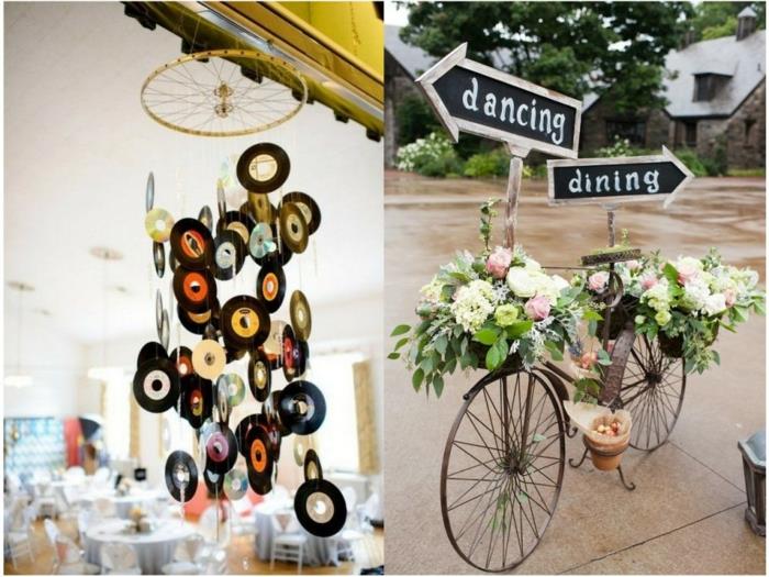 pomysły na ślub recykling dekoracja ślubna majsterkowanie stare płyty samemu dzwonki wietrzne