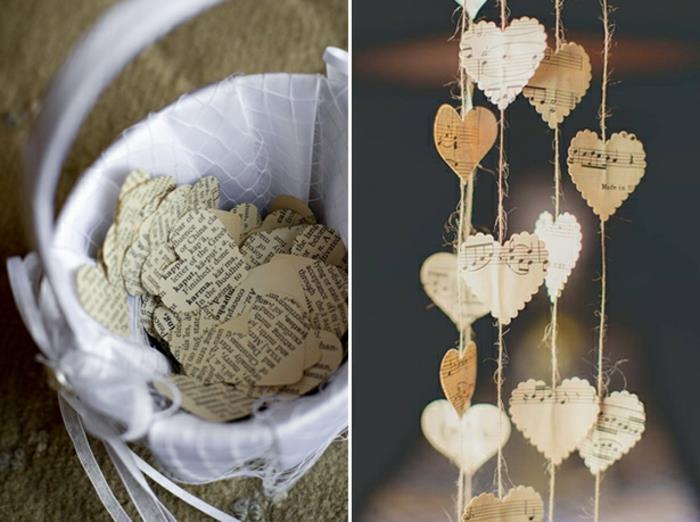 pomysły na wesele pomysły na recykling girlandy zrób własne serca stary papier zeszyt