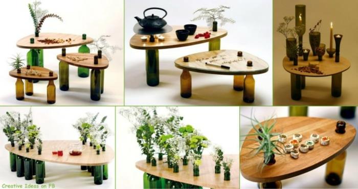 pomysły na ślub recykling zrównoważone pomysły na dekorację stoliki na wino