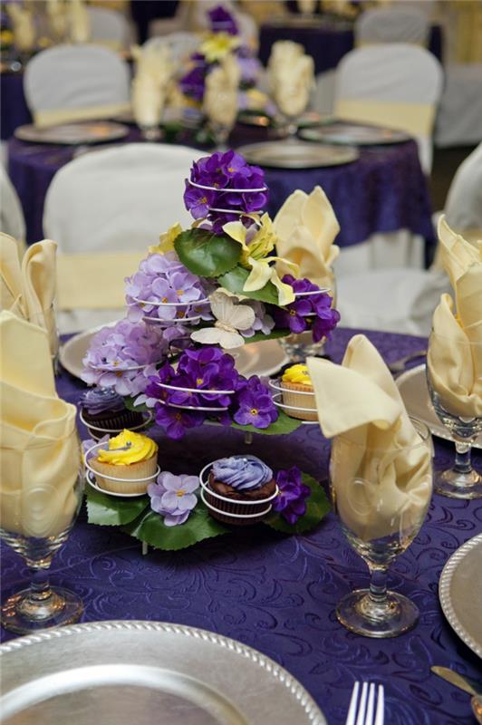planification de mariage idées de décoration violettes fleurs décoration de table