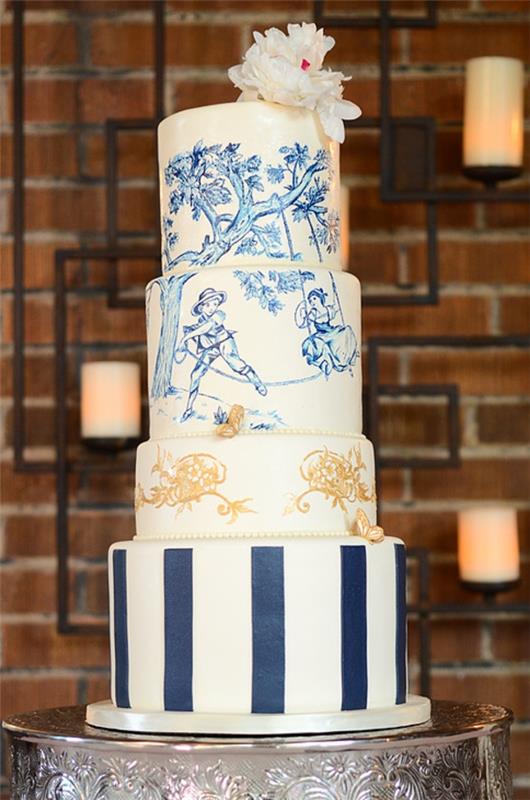 gâteaux de mariage glaçure bleue toile de joie française