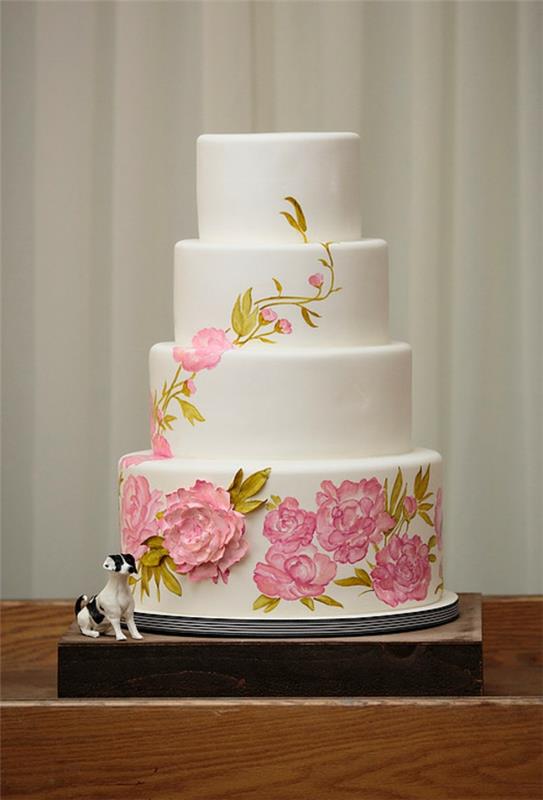 gâteaux de mariage fleurs pivoine design vintage peint à la main