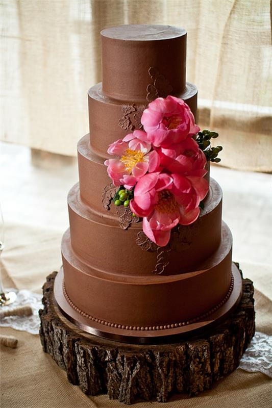 gâteaux de mariage tier cake gâteau au chocolat sucre fleurs rose