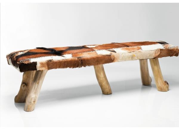 drewniana ławka z naturalnego drewna futro