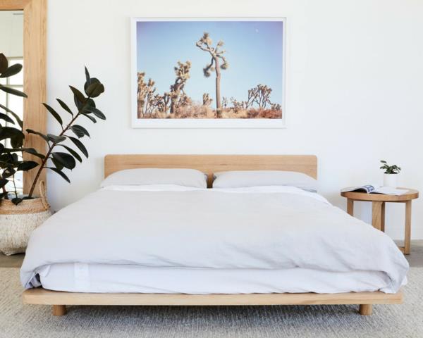 drewniane łóżko podwójne łóżko sypialnia