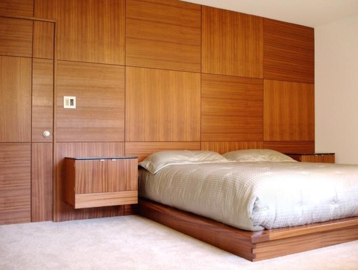 drewniana boazeria przytulna konstrukcja ściany sypialni