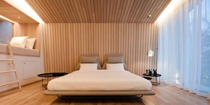 panele drewniane panele drewniane sypialnia przewiewne zasłony