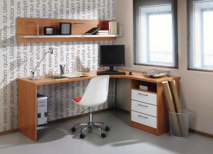 wyposażenie biura domowego nowoczesne meble biurowe biurko półki ścienne szafka krzesło biurowe