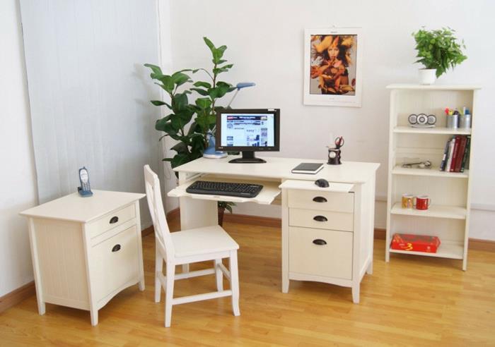 biuro domowe skonfigurować białe biurko krzesło szafka biurowa