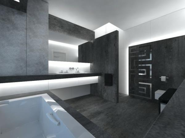higiena łazienki ściany w kolorze grafitowym podłogi