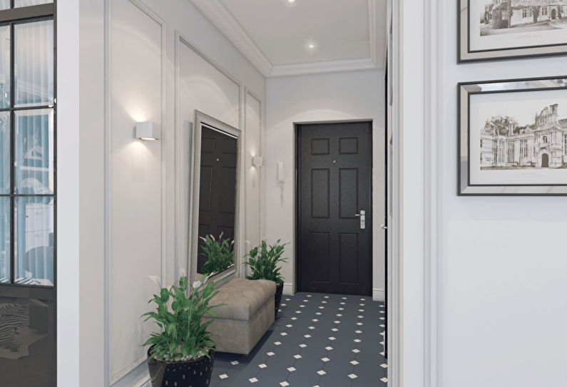 Малък коридор в бяло - интериорен дизайн