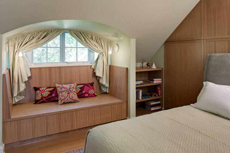 التصميم الداخلي لغرفة نوم بمساحة 12 متر مربع. - صورة فوتوغرافية