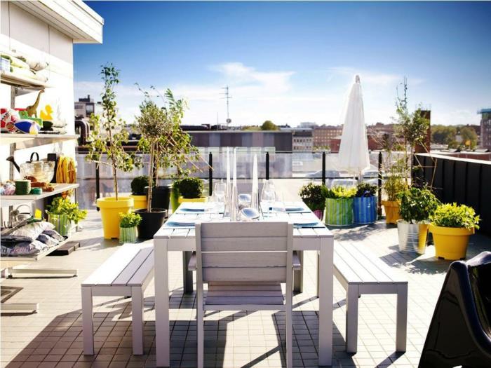 Mobilier de jardin ikea table à manger d'extérieur bancs chaises mobilier de terrasse en bois blanc