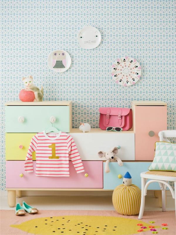 Meubles ikea table d'appoint idées de décoration bricolage étagères tiroirs armoires couleurs pastel chambre d'enfant