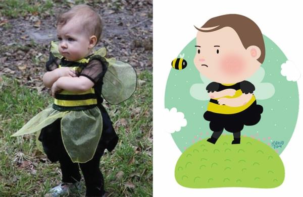 ilustracja zdjęcie dziecka pszczoła